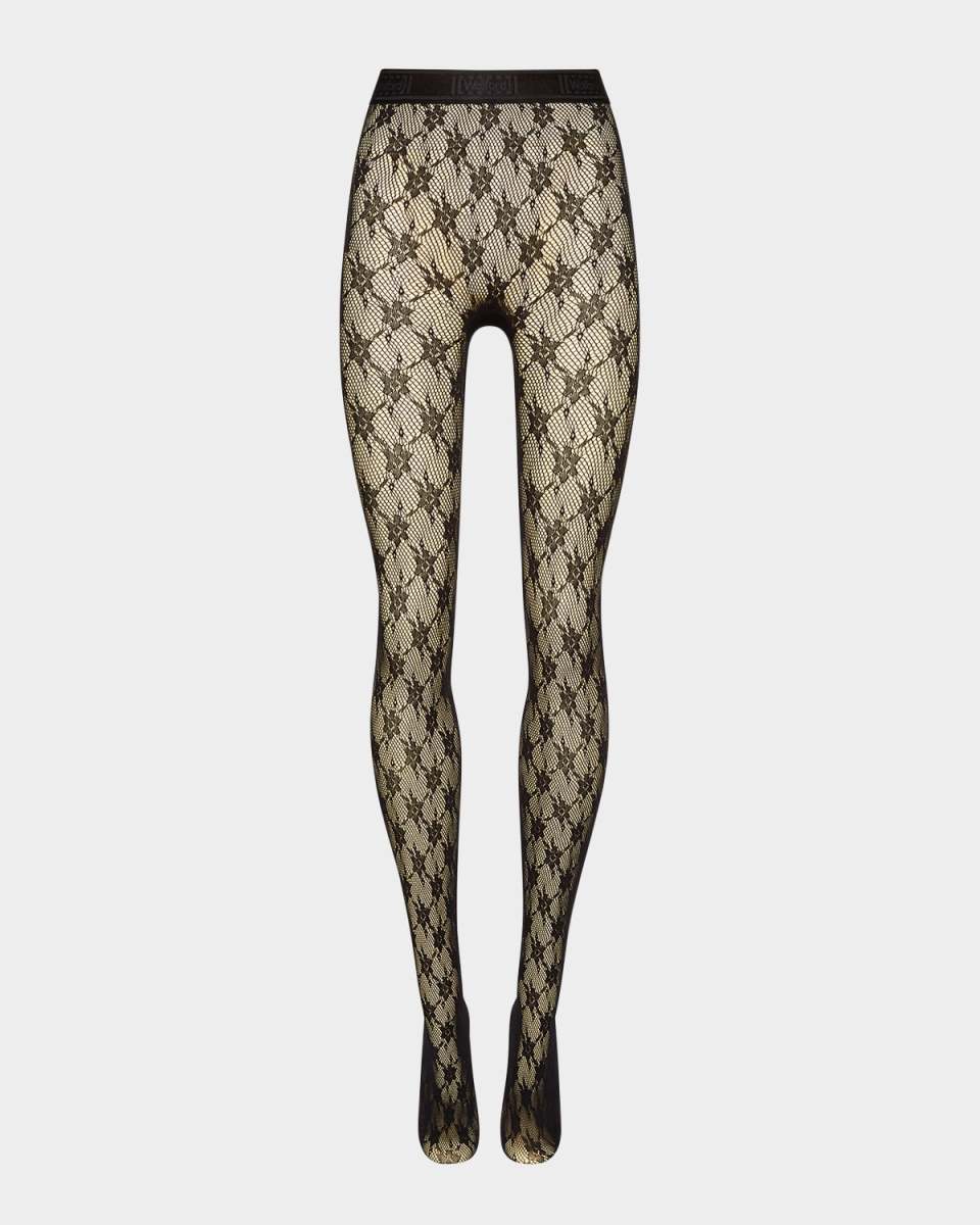 Rose Net Graphic Tights